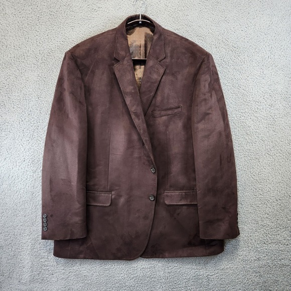 Chaps Other - Chaps Sport Coat Blazer Mens Size 50R Brown Faux Suede Formal Pockets Office